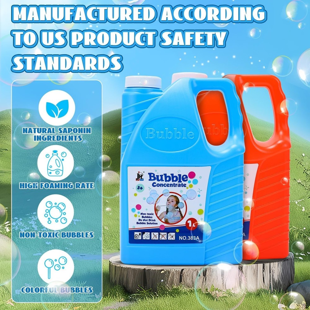 Bubbles Solution Refill 2 Bottles 64 oz Up to 5 Gallon Concentrated, Giant Bu...