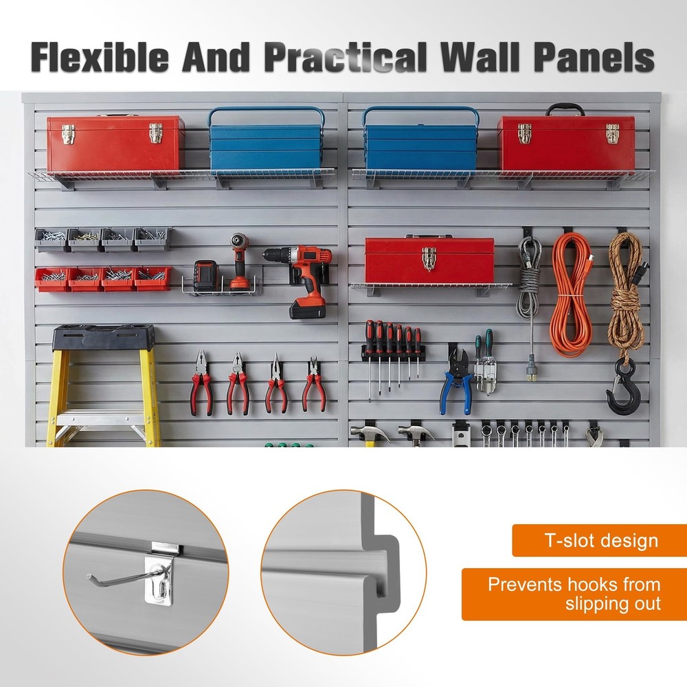 Slatwall Panel 4x8FT, Garage Slat Wall Storage Systems Durable and Sturdy, Ea...