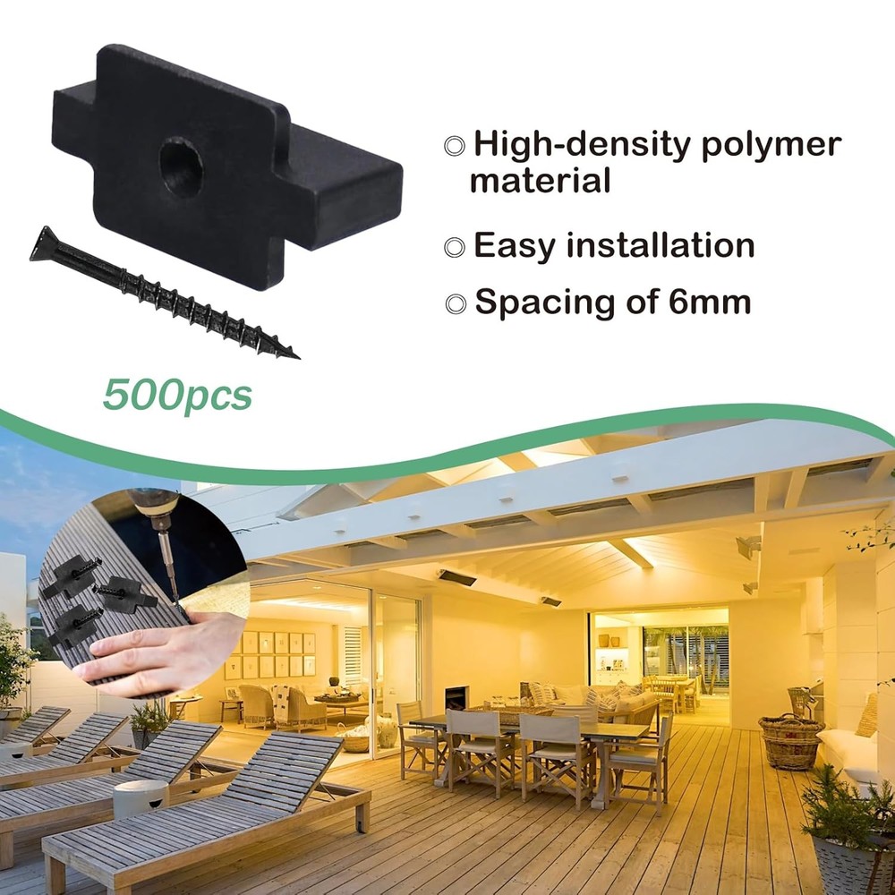500PCS Hidden Deck Fasteners for Composite Decking Boards Large, Black