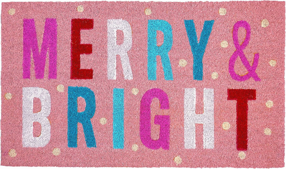 107561729 Pink Merry & Bright Doormat