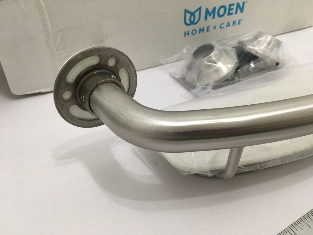 (1) NEW Moen Home Care 16" Grab Bar with Shelf - BRUSHED NICKEL - R2356DBN