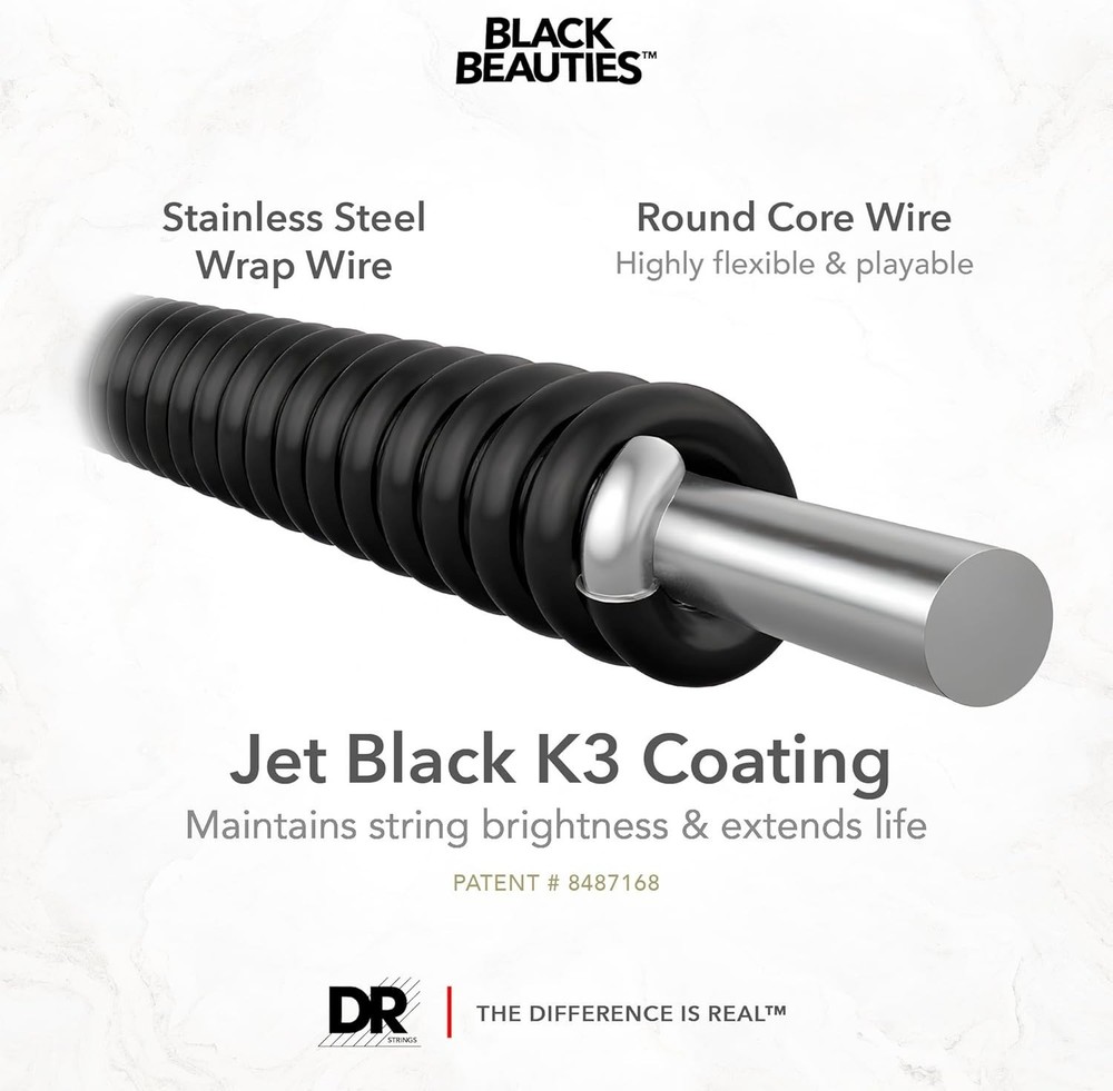 DR Black Beauties Medium-heavy Bass Strings - 5-String