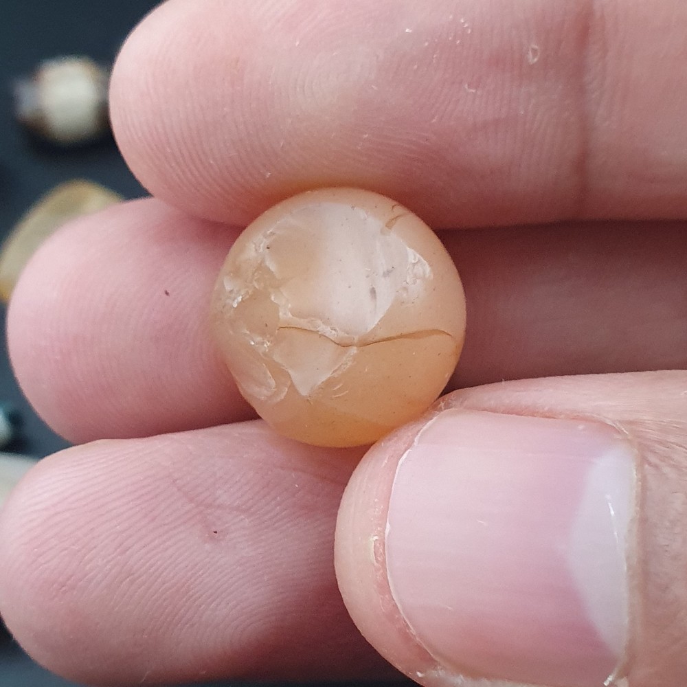 Ancient Suliemani Pattern Agate Beads Lot with Visible Damage
