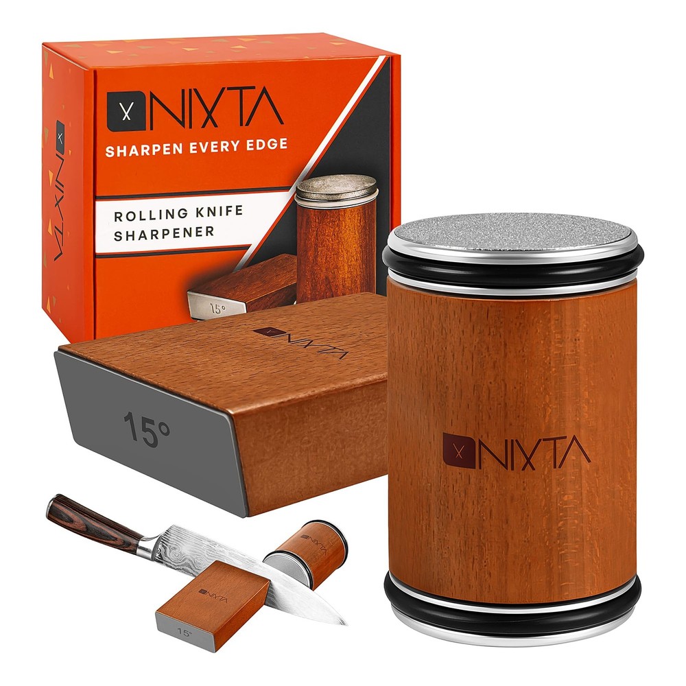 Rolling Knife Sharpener Kit – 3-Stage Manual Knife Sharpener for Kitchen, Che...