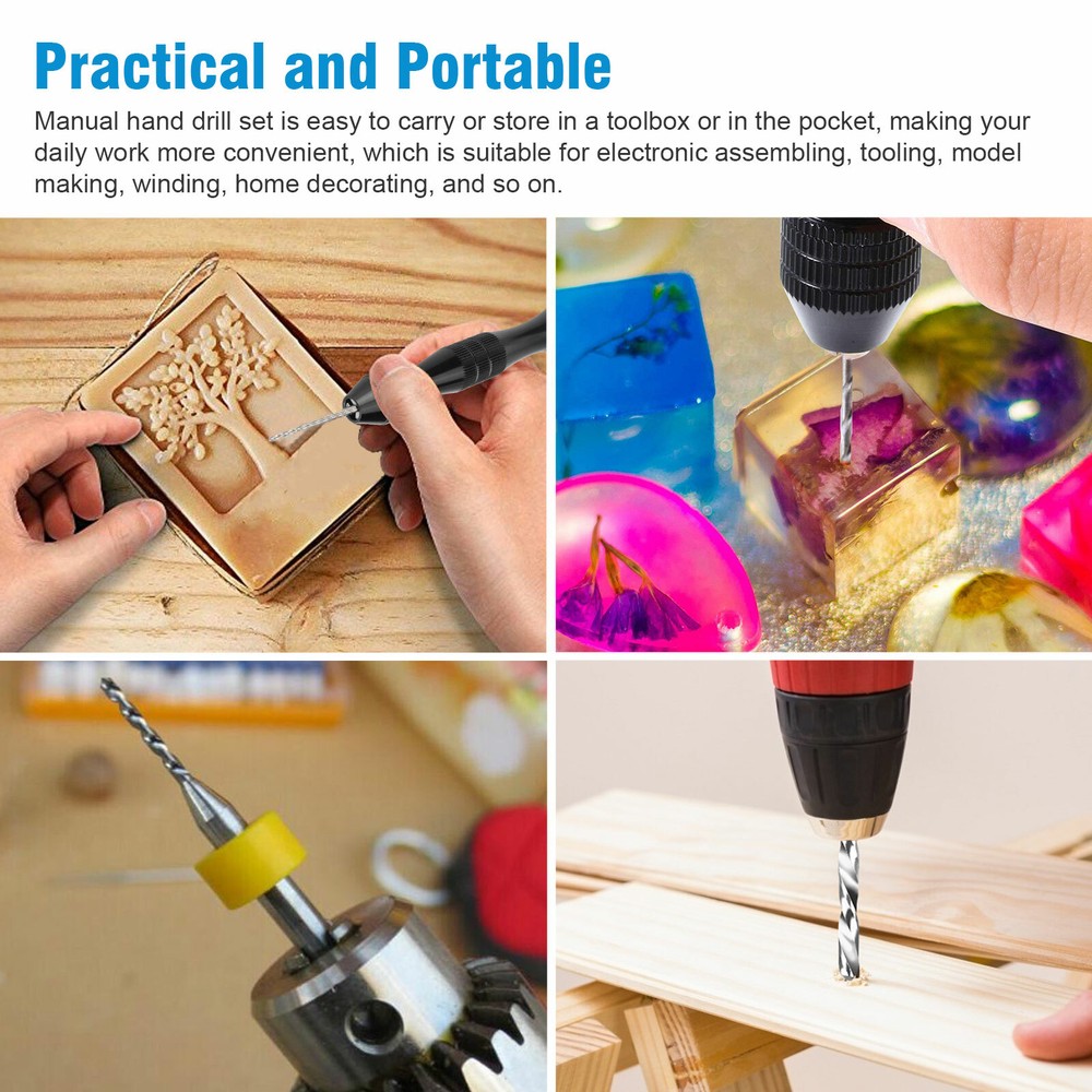 Precision Pin Vise Micro Drill Bits Hand Twist Drill Bits Set Rotary Tools Kit