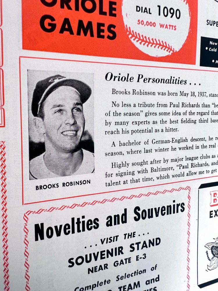 🔥 1960 Baltimore Orioles Baseball Program v White Sox Unscored HIGH GRADE!🔥