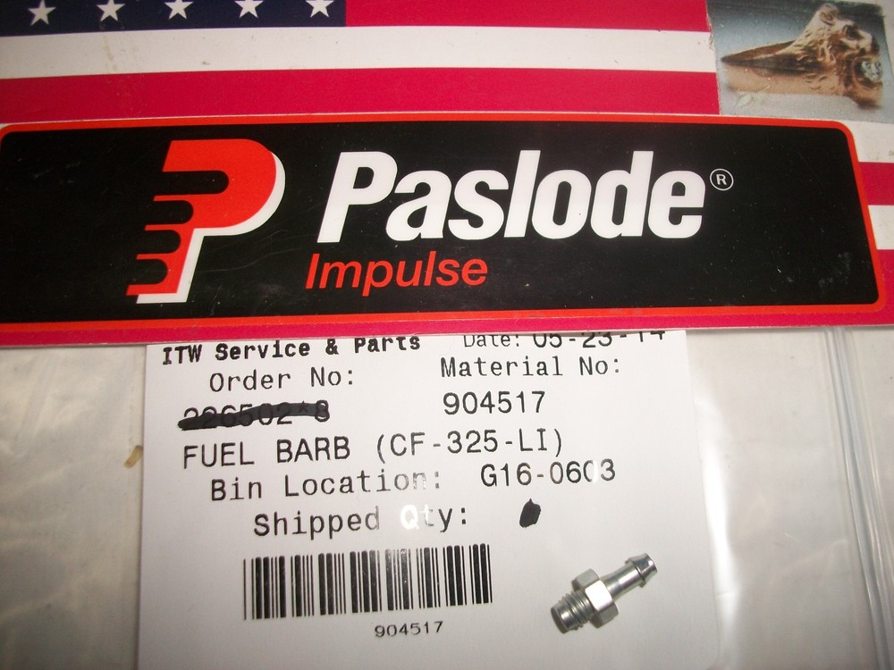 "NEW" Paslode Part # 904517 - FUEL BARB (CF-325-LI)