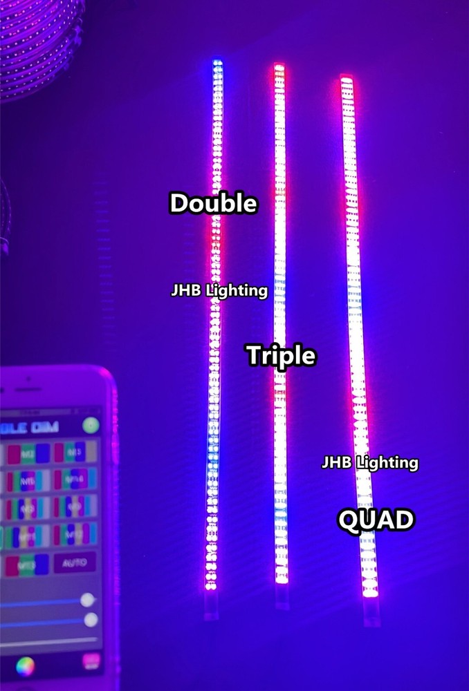 JHB 1x 4FT DOUBLE ROW App Ctrl CHASING Flow LED Underglow Grill Strips Light