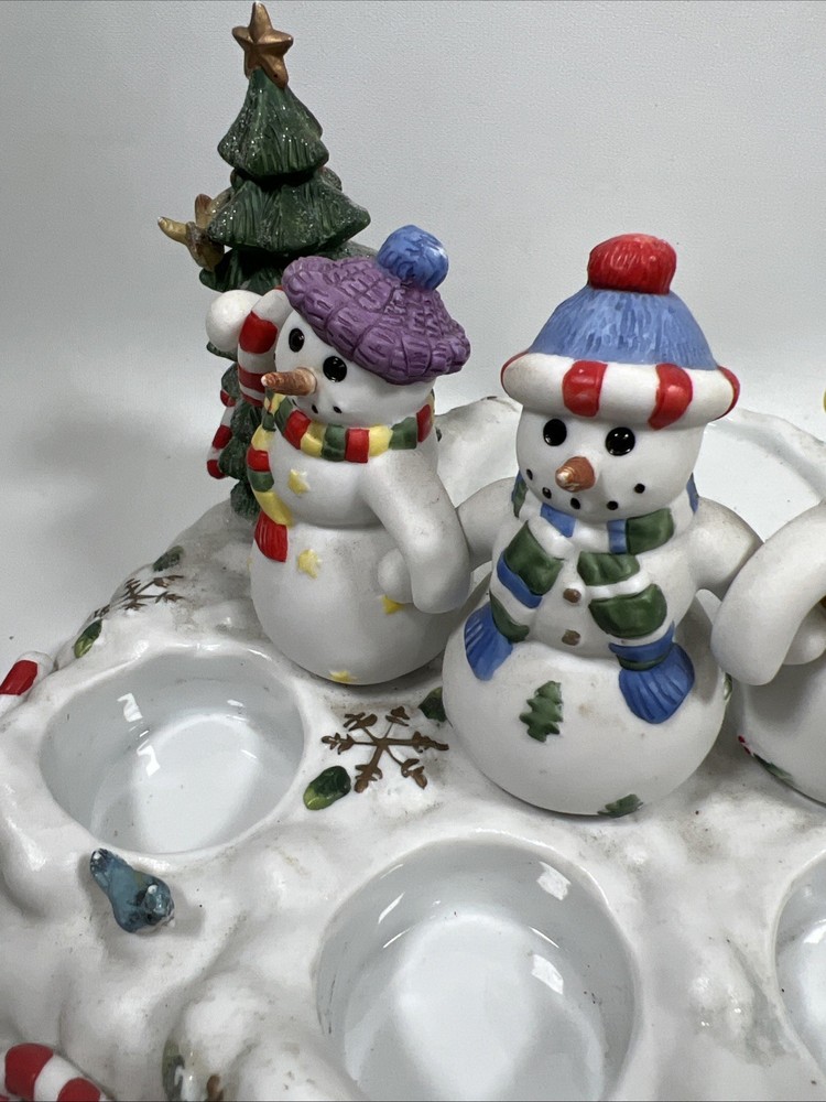 Partylight Snowman Ceramic 3 Tea Light & Pillar Candle Holder