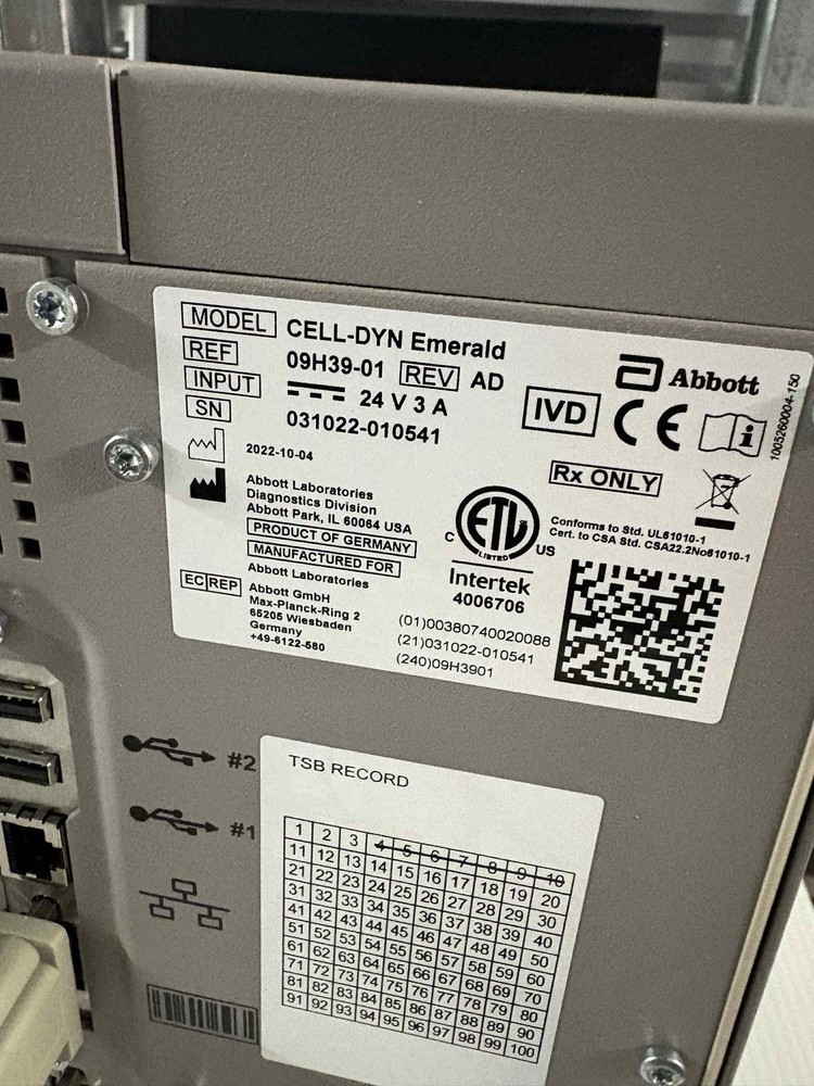 Abbott Cell-Dyn Emerald Hematology Analyzer Lab Equipment