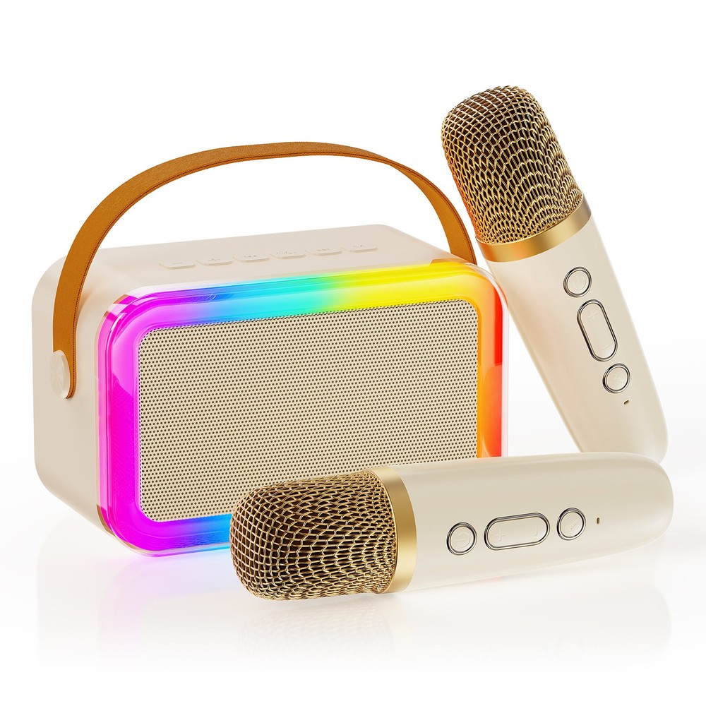 JYX Mini Karaoke Machine For Kid Bluetooth Speaker w/ 2 Wireless Microphone Gift