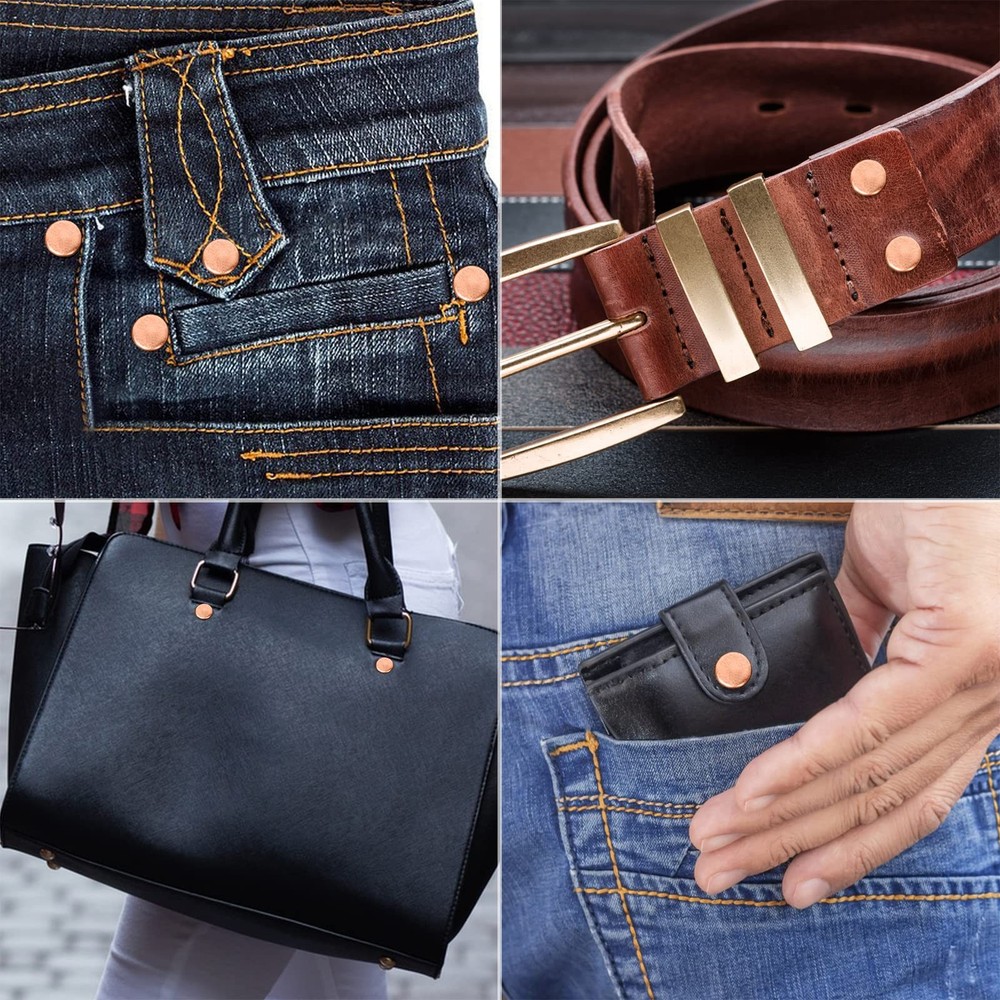 154Pcs Copper Rivets for Leather, #12 Smooth Leather Rivets without Pattern Pure