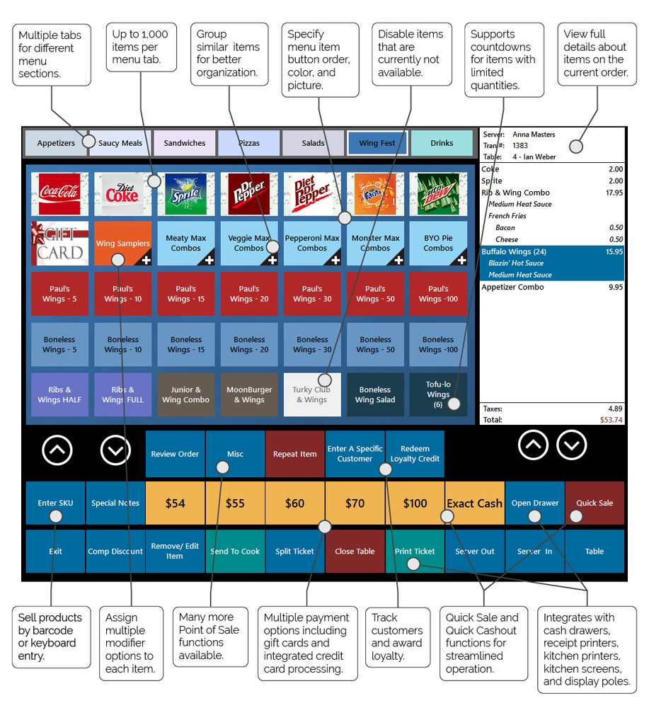 BPA All-In-One Restaurant POS System - 2 Stations