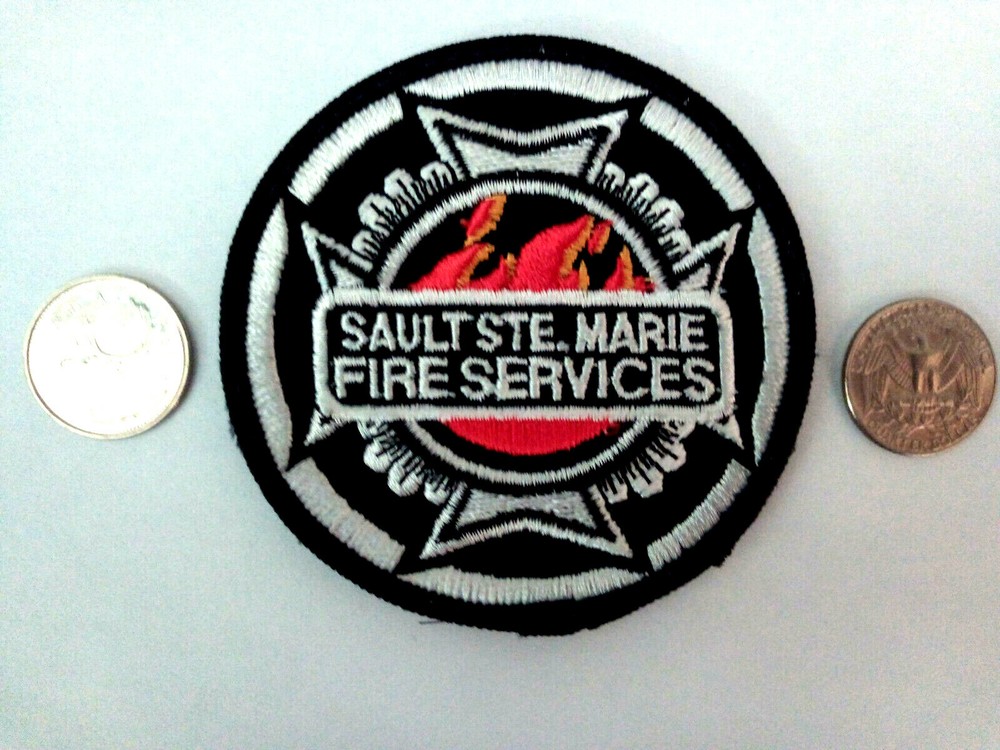 Vintage Sault Ste. Marie Fire Services Silver Patch Badge Crest