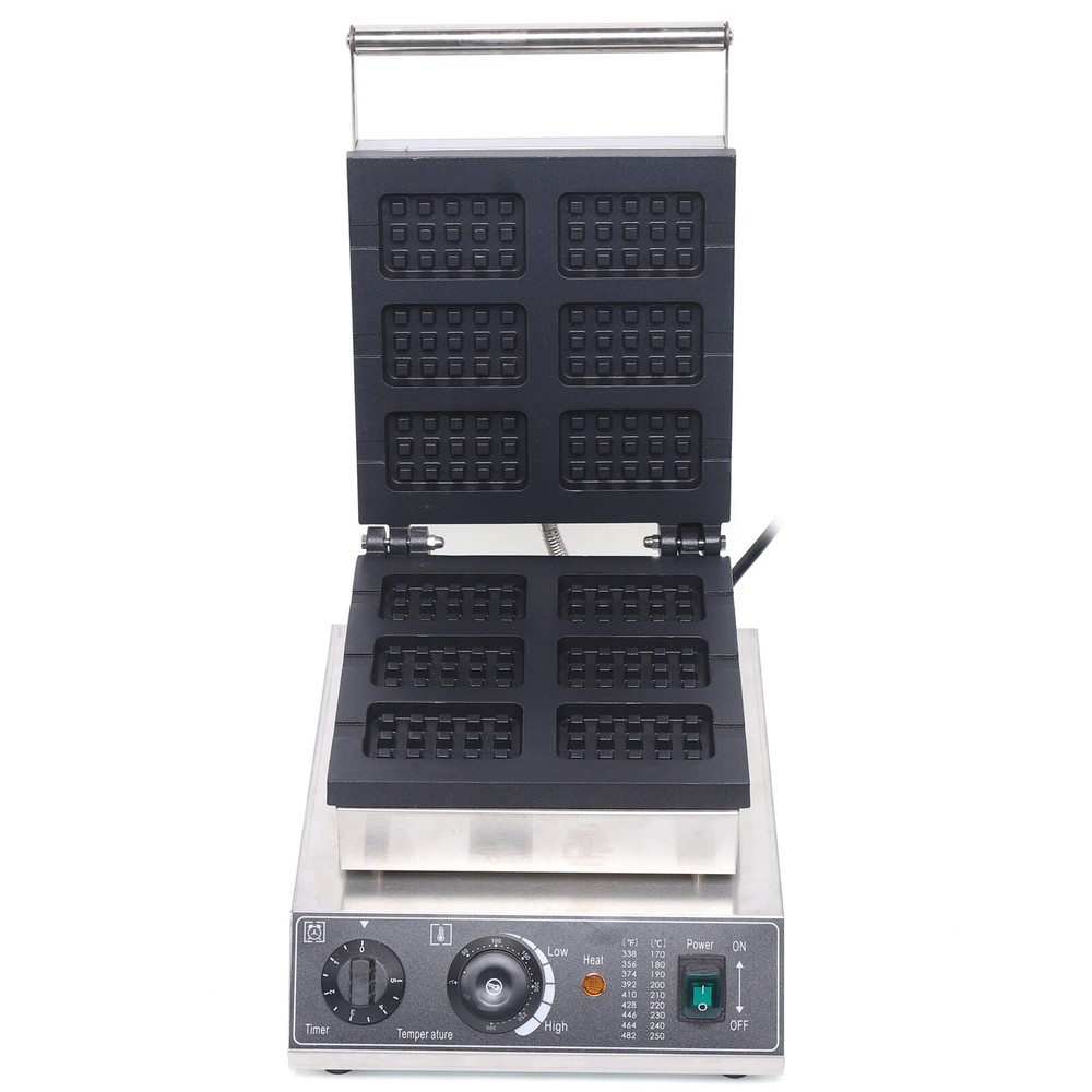 1500W 110V 6Pcs Commercial Waffle Maker Rectangle Waffle Maker Machine Nonstick