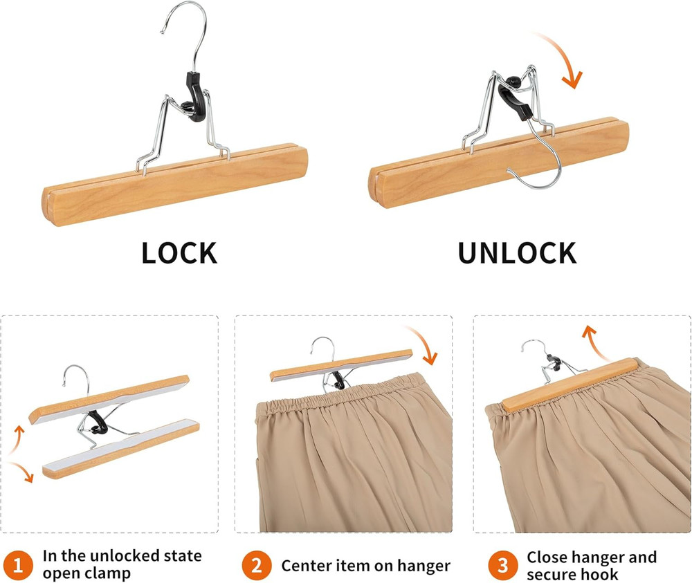 Wooden Pants Hangers - Natural, 20-Pack