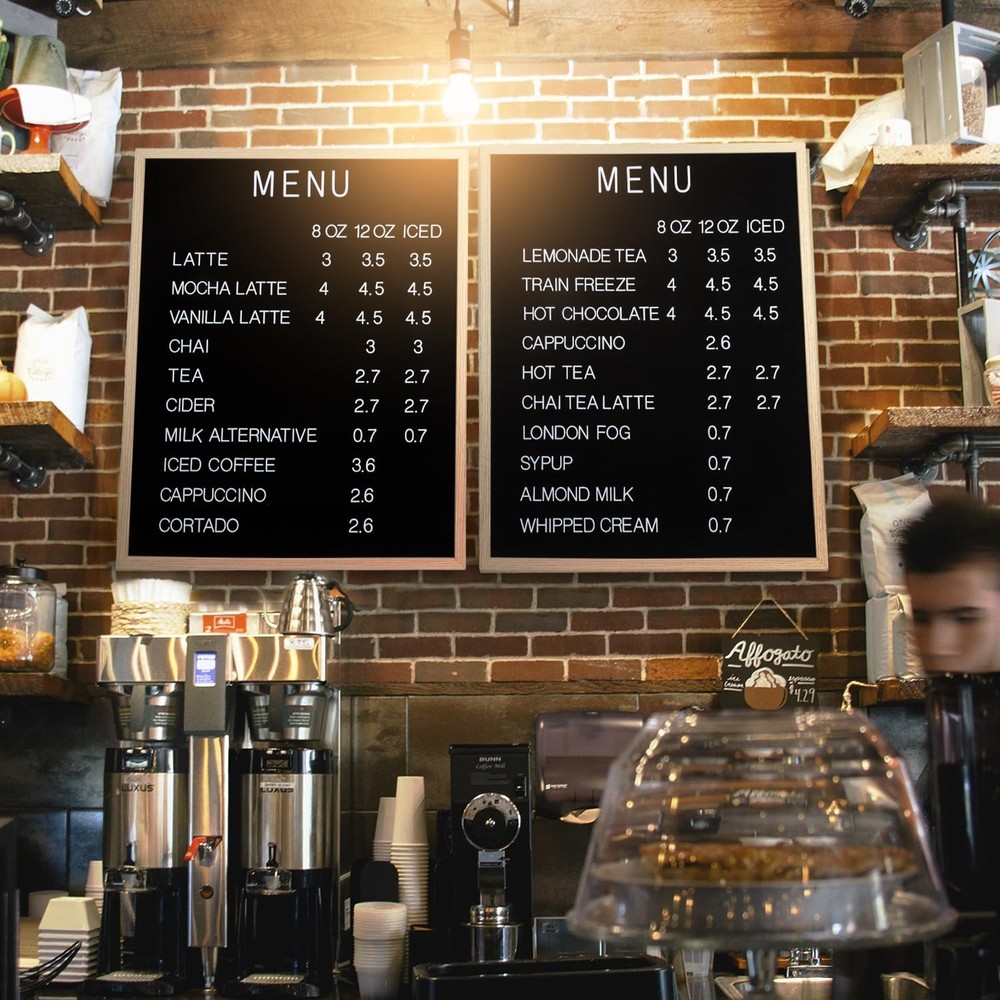 Large Letter Board – Premium Menu with Letters – Black Black,
