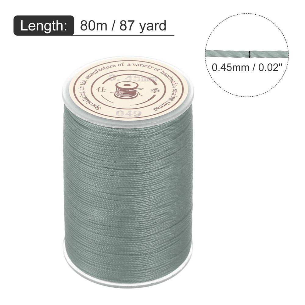 Waxed Cord 0.45mm Waxed Thread 87 Yard Wax String Leather Cord (Silver Gray)