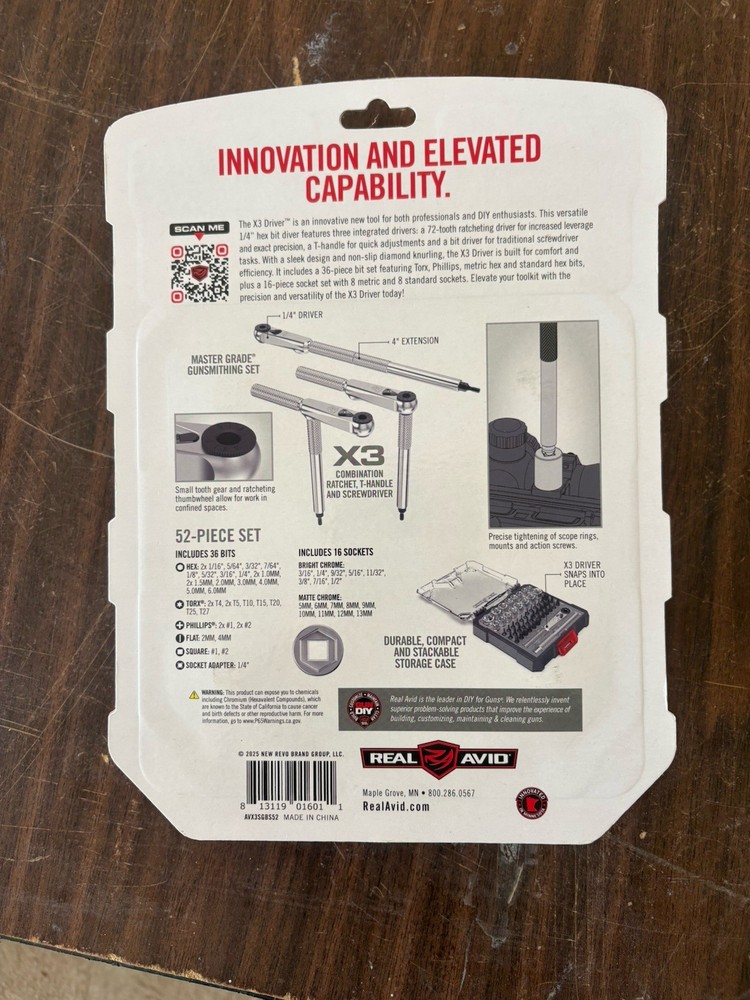 Real Avid X3 Driver 52-Piece Gunsmithing Tool Kit w/ Sockets & Bits