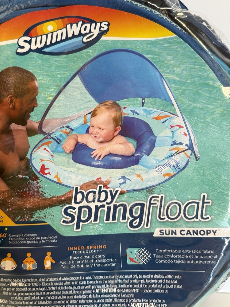 SwimWays Baby Spring Float Sun Canopy Inflatable Pool Float 36in x 29in