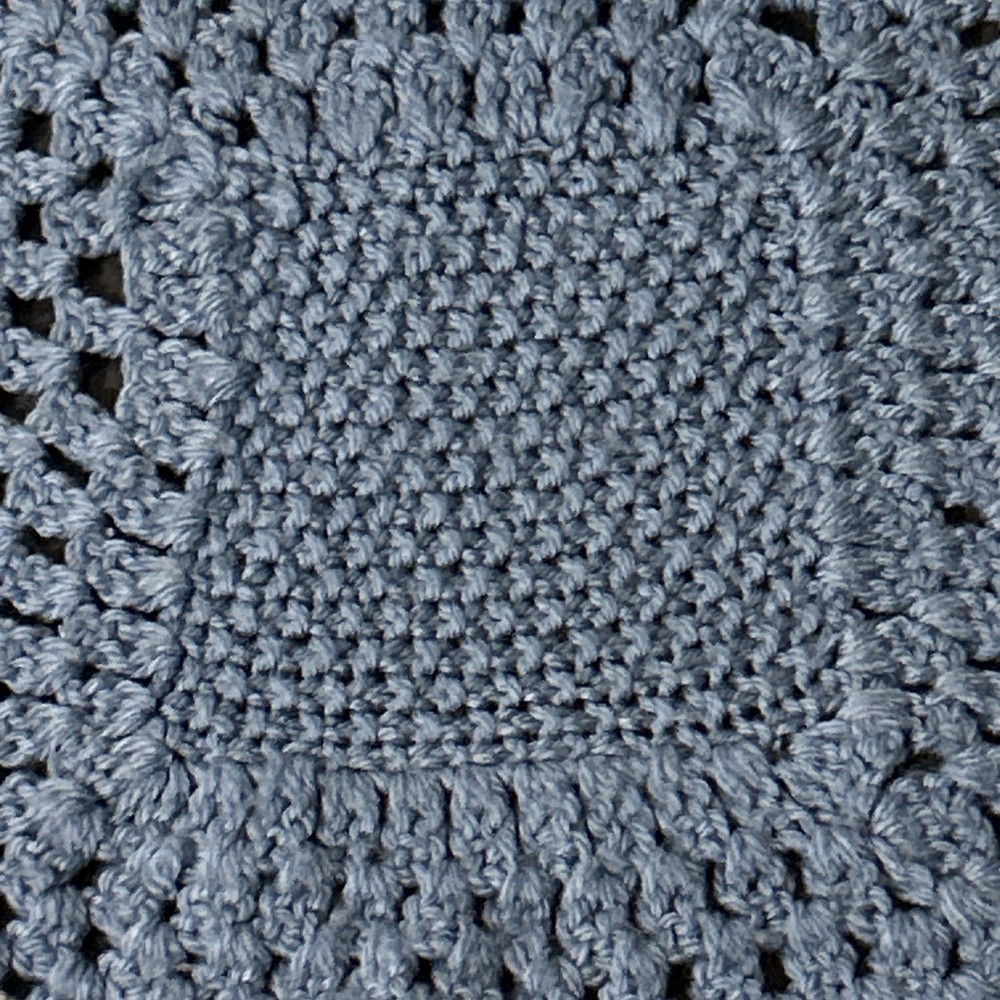 Wool Crochet Blanket Throw Handmade Blue White Green Pattern 150cm X 160cm