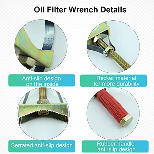 Oil Filter Wrench Removal Tool Heavy Duty Adjustable Strap 9-15 cm Diameter