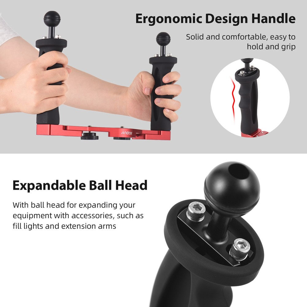 Dual Handle Diving Rig Handheld Underwater Tray Stabilizer Q5Y3