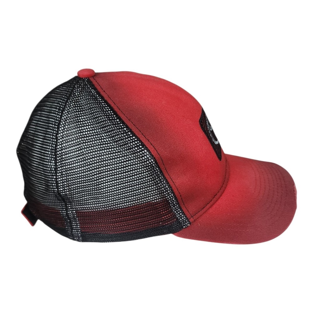 TOYOTA EMBLEM HAT CAP RED BLACK DISTRESSED MESH BACK PATCH