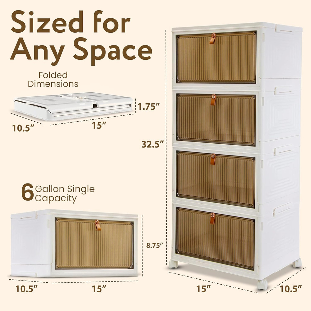 Quik Box Sport 4-Tier Stackable Storage Organizer - 24 Gallon Capacity Collapsib