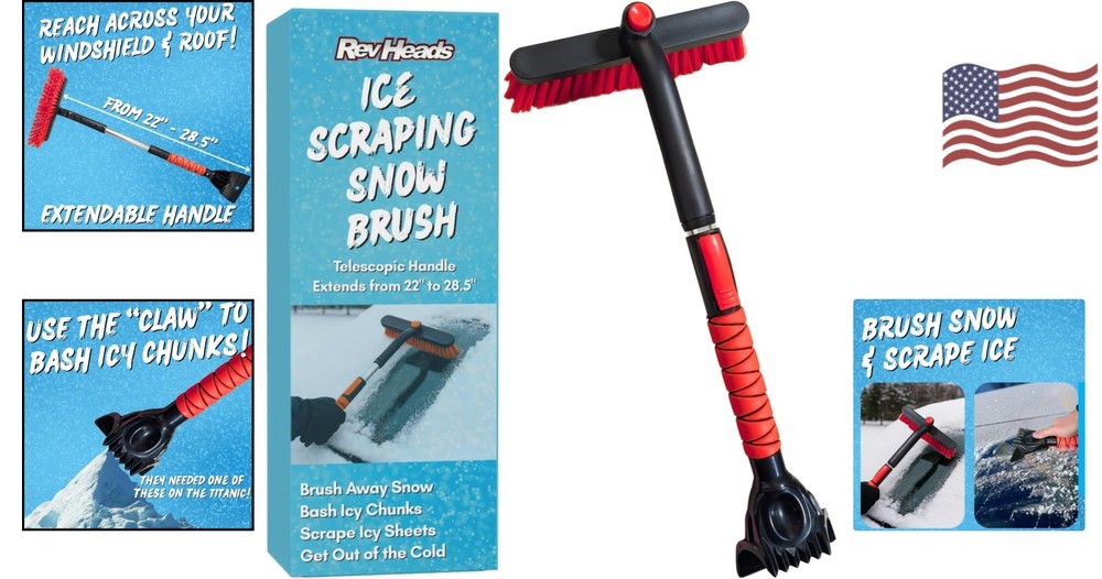 Lightweight Telescopic Ice Scraper - Snow Brush & Chisel for Easy Use in Cold