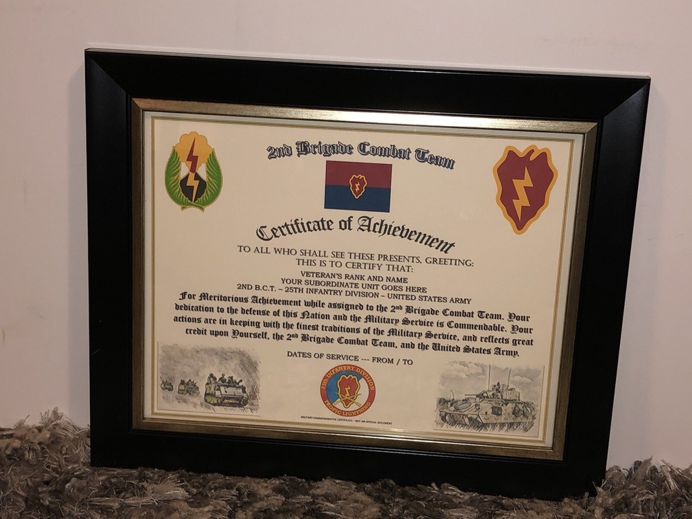 2ND B.C.T. / 25TH INFANTRY DIVISION (COMMEMORATIVE CERTIFICATE)