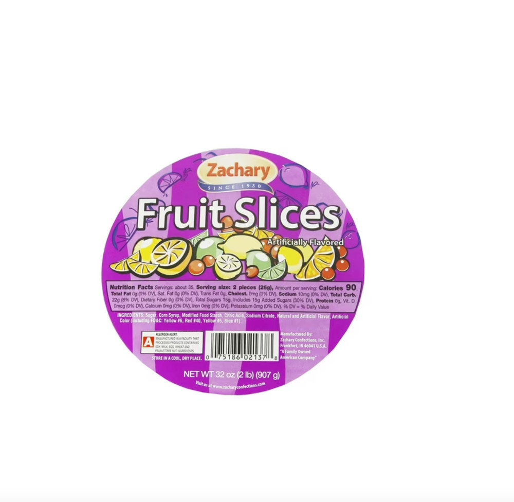 Zachary, Assorted Fruit Slices, Lemon, Lime, Cherry, & Orange Flavored Candy, 32