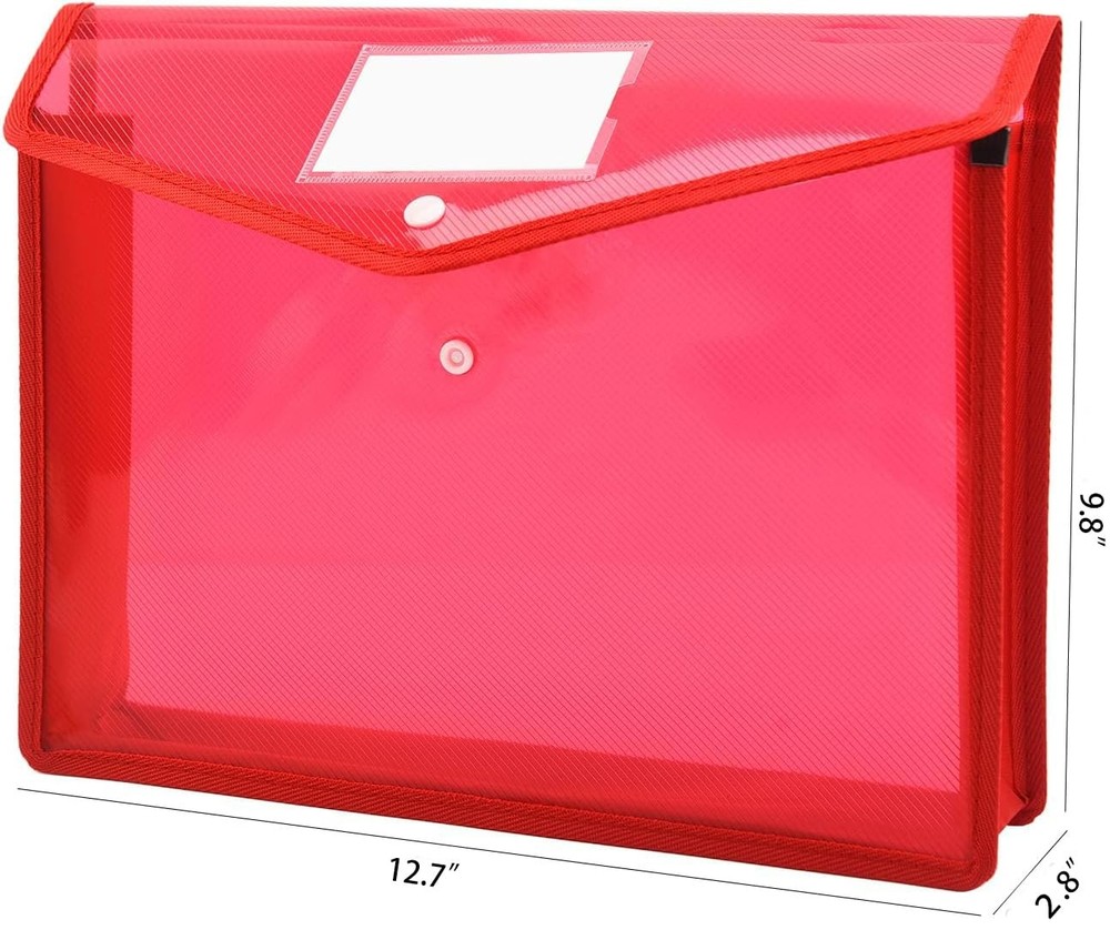 Expanding File Folder Document Organizer with Snap Button, Waterproof Transpa...