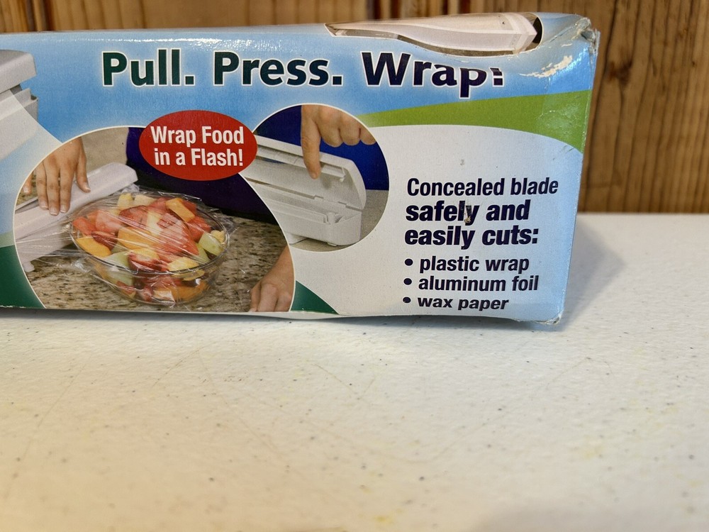 WRAPTASTIC Plastic Wrap Dispenser Pull, Press- As Seen on TV unused F1