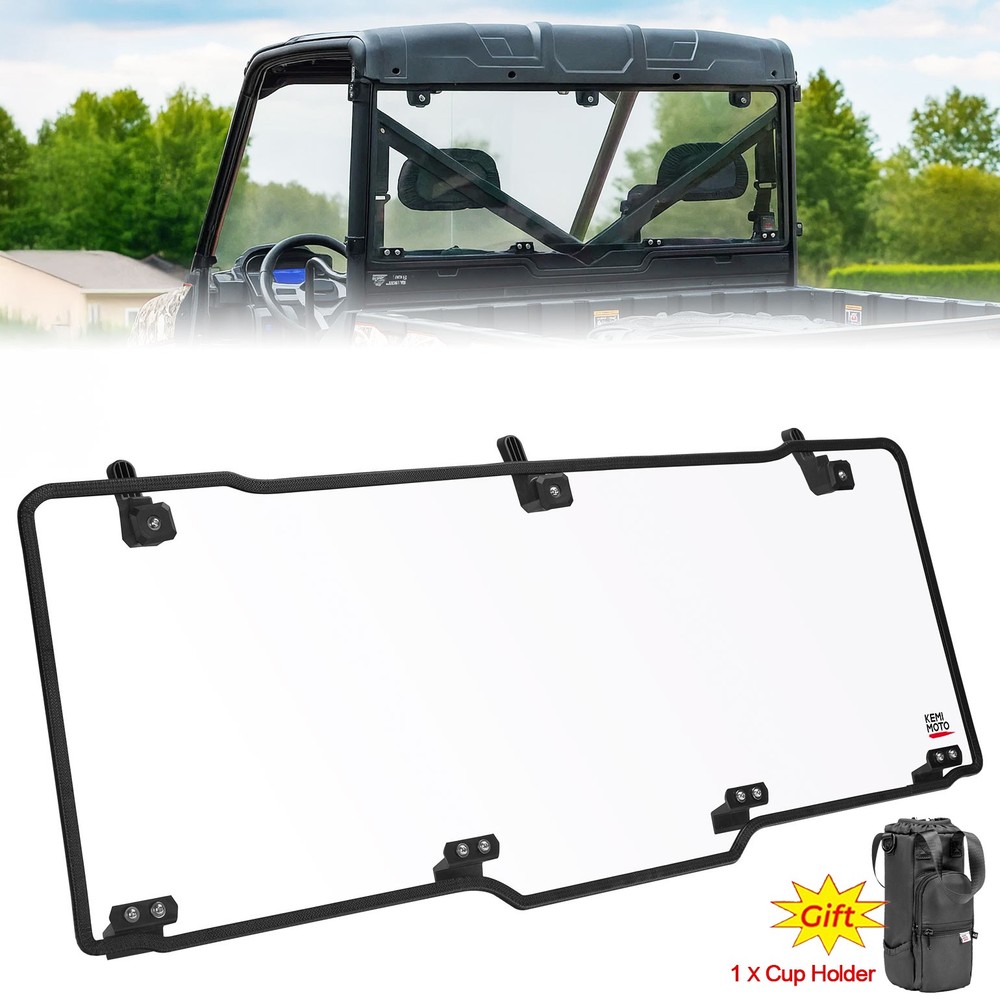UTV Rear Windshield Polycarbonate for Polaris Ranger XP 900 /1000 /Crew 2017-26