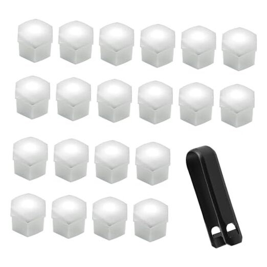 20PCS Lug Nut Covers, Wheel Nut Cap, 19 mm Hexagonal Plastic Tire 19mm Silver