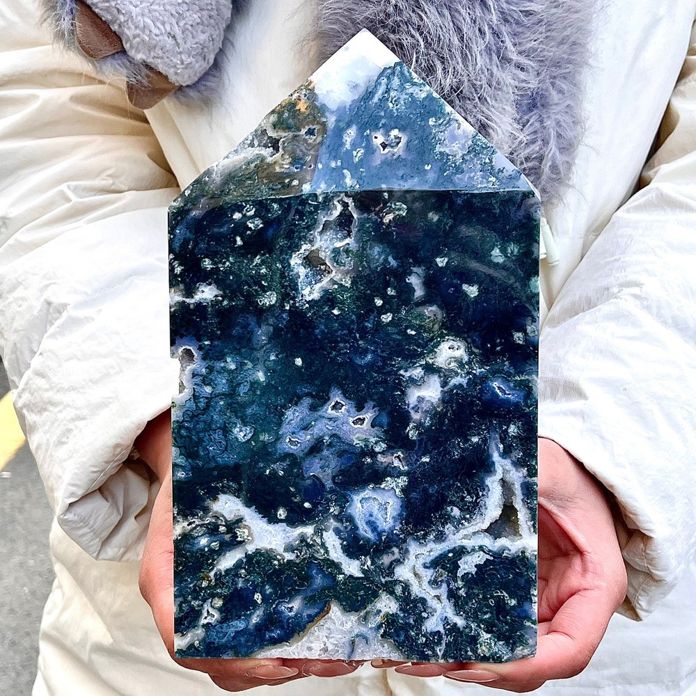 3.63LB Water grass agate wide column obelisk sample column