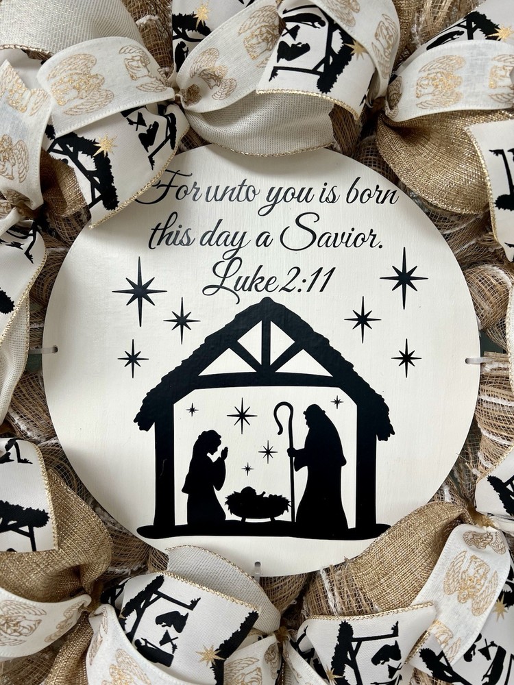 Nativity Scene Wreath, 25 Inches In Diameter