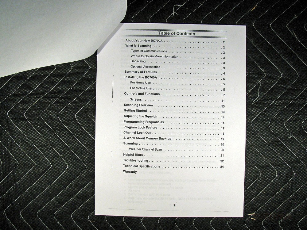 Bearcat BC700A Auto Scanner Manual