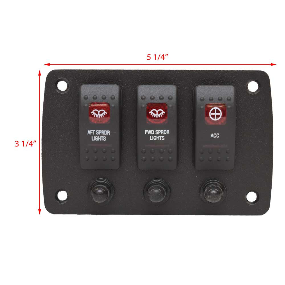 Tracker Boat Switch Panel 303744 | w/ Breakers 5 1/4 x 3 1/4 Inch