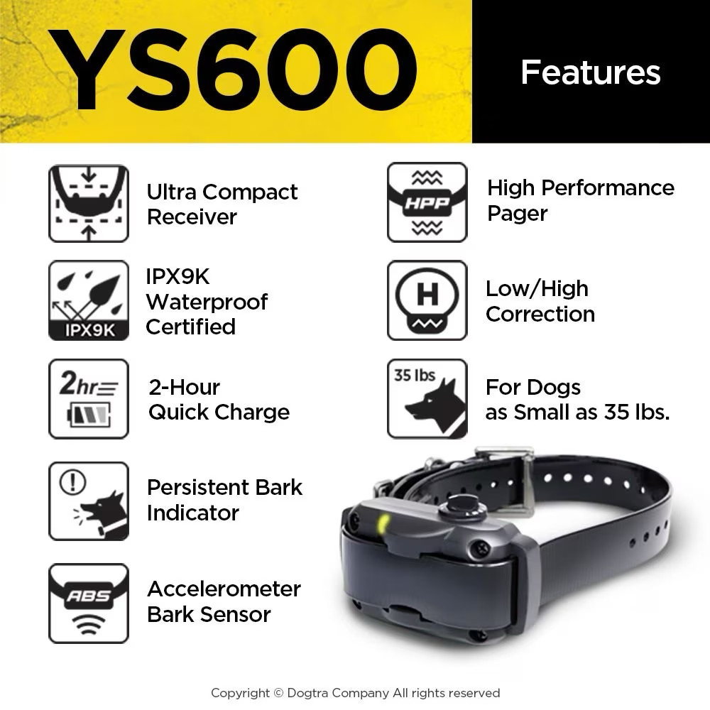 Dogtra YS600 Rechargeable Adjustable No Bark Collar