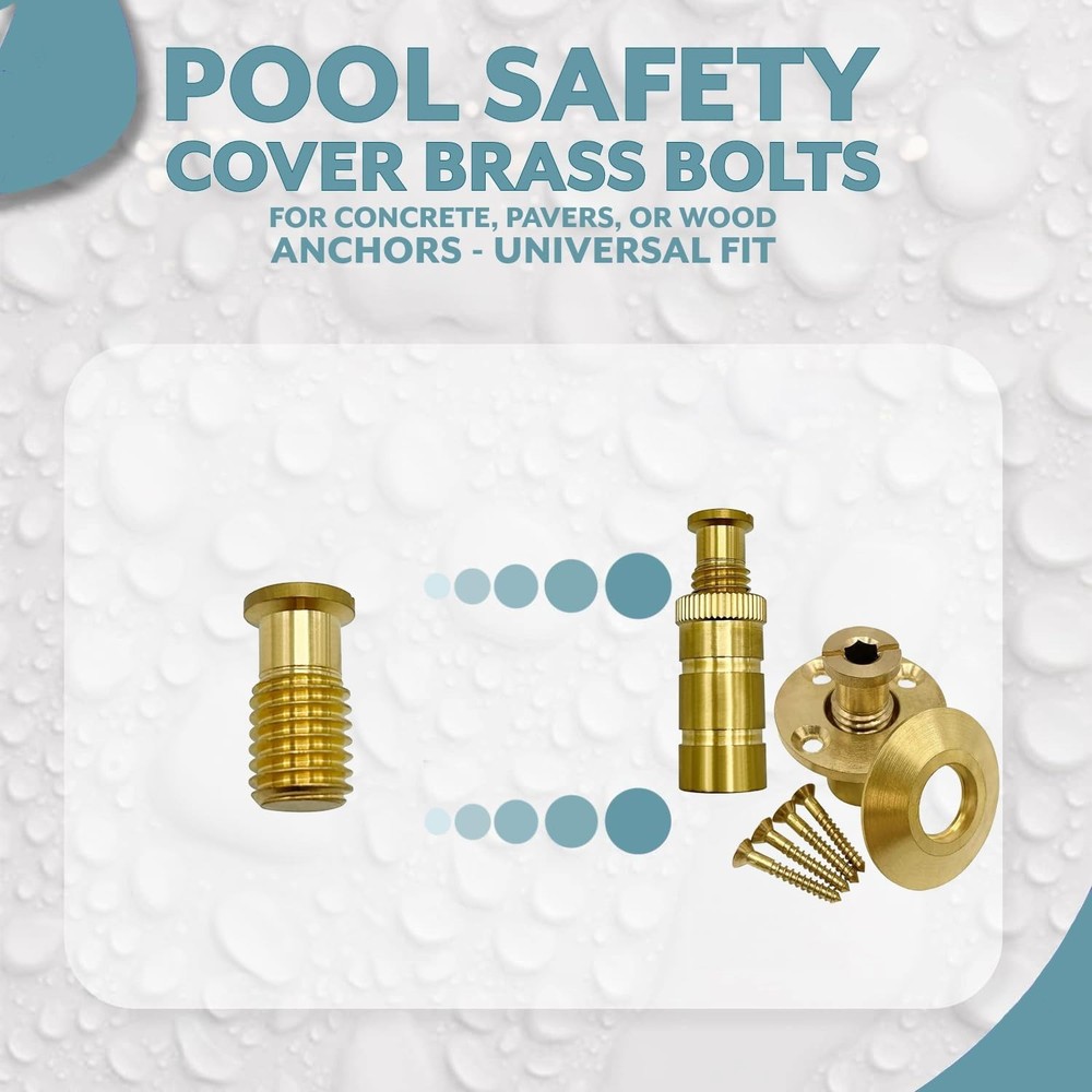 Poolzilla 50 Pack Pool Safety Cover Threaded Brass Insert Screw Bolt for Anchor