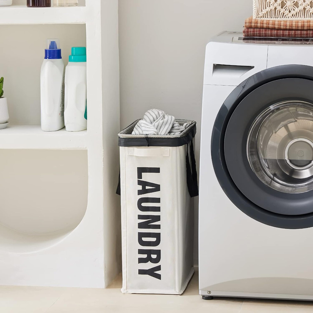 Slim Laundry Hamper with Removable Inner Bag and Side Handles, 45L Small Laundry