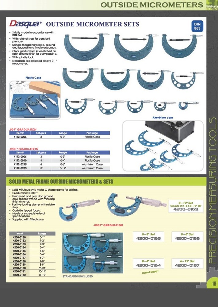 DASQUA 0-25MM OUTSIDE MICROMETER (4111-6405)
