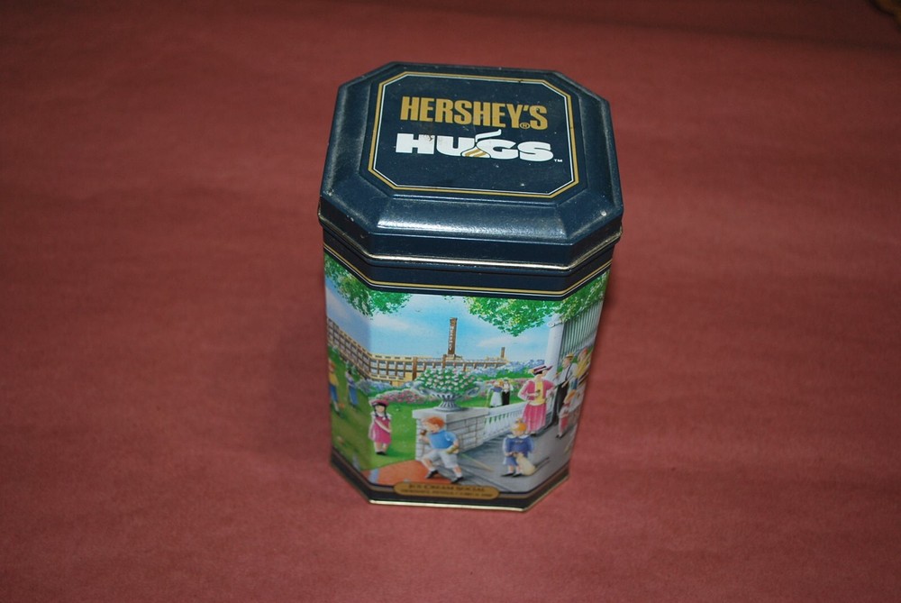 Vintage Hershey's Hugs Tin Can 6.5" tall
