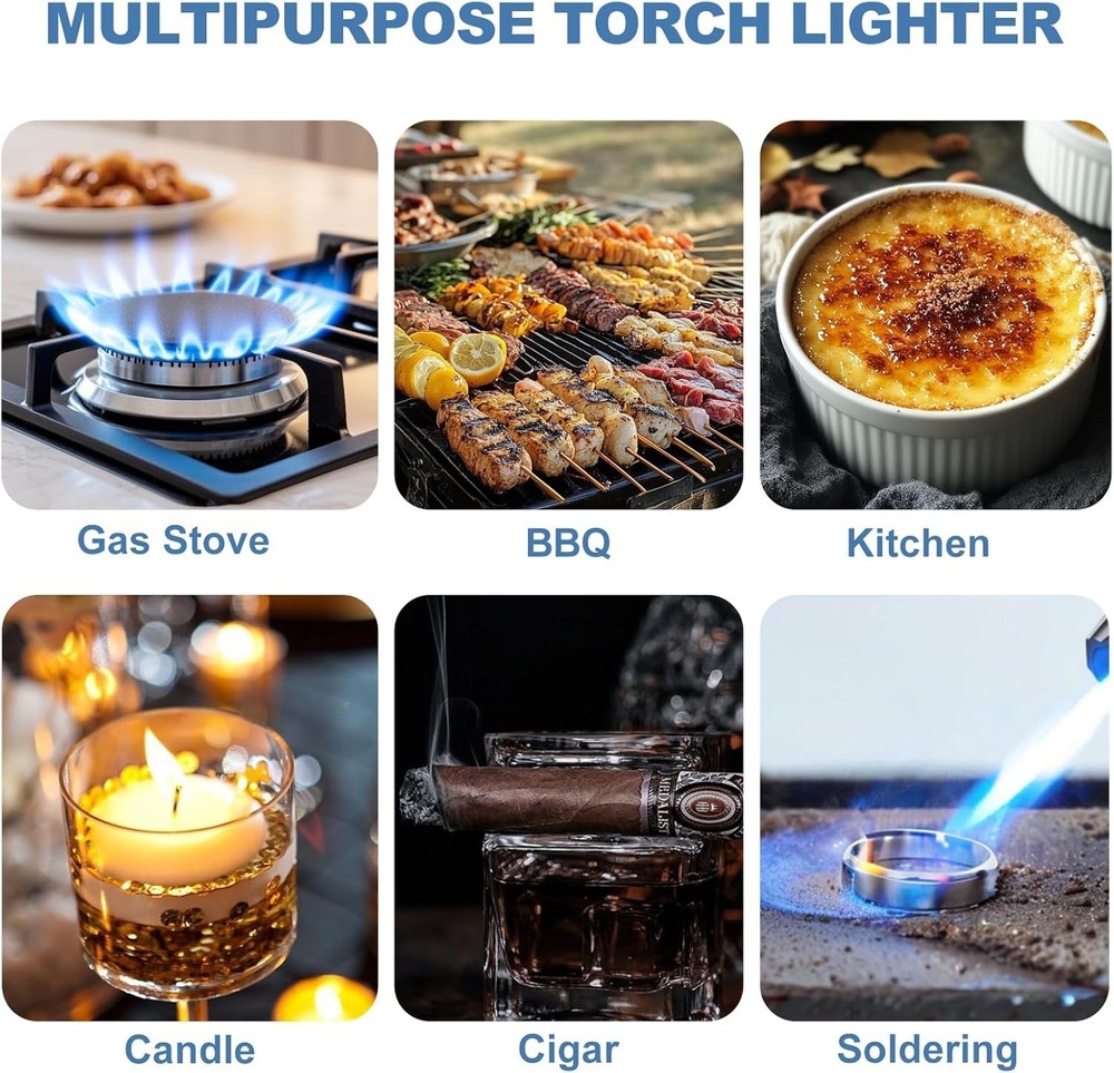 Torch Lighter, Butane Lighter, Windproof Adjustable Big Jet Flame Butane Torch