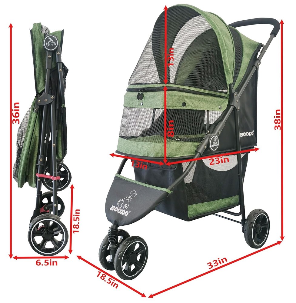 3 Wheel Pet Stroller Best Lightweight Foldable Compact Portable Jogging All