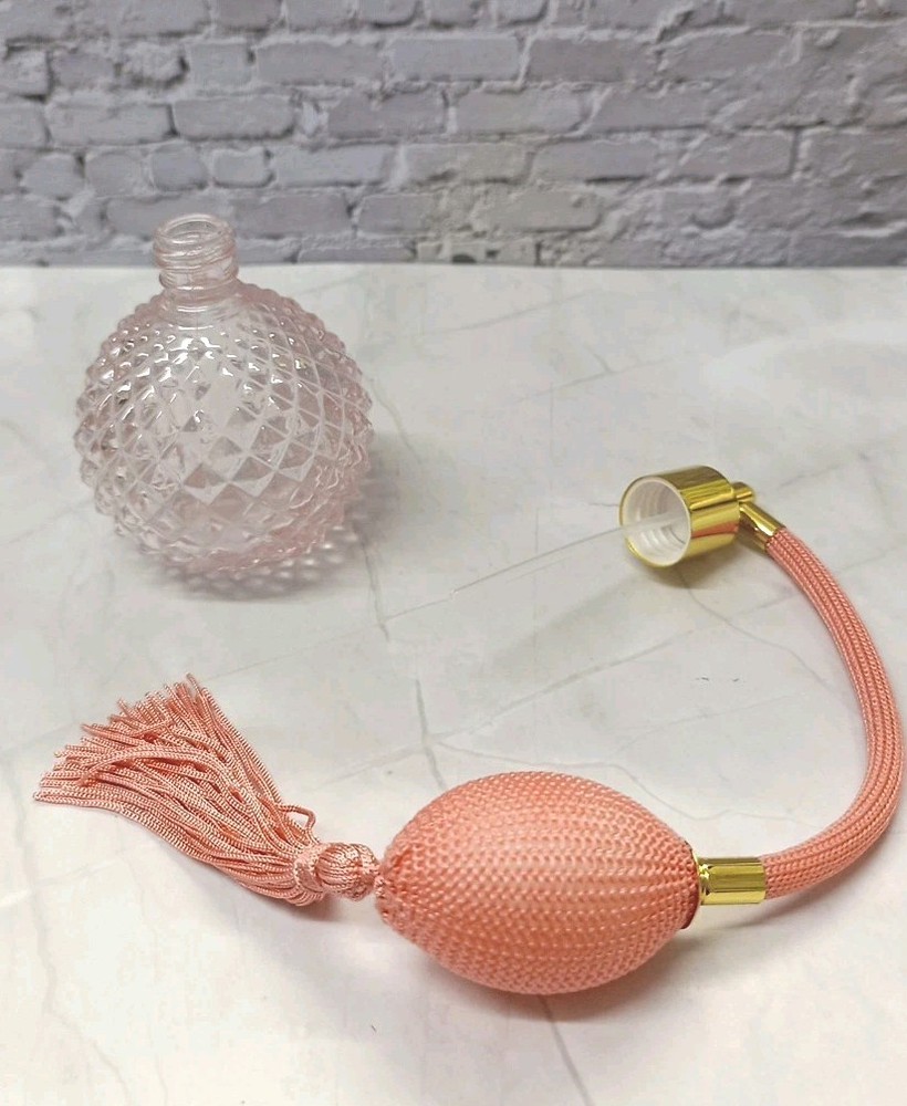 Pink Spray Perfume Bottle with Squeeze Bulb Empty Refillable BNIB