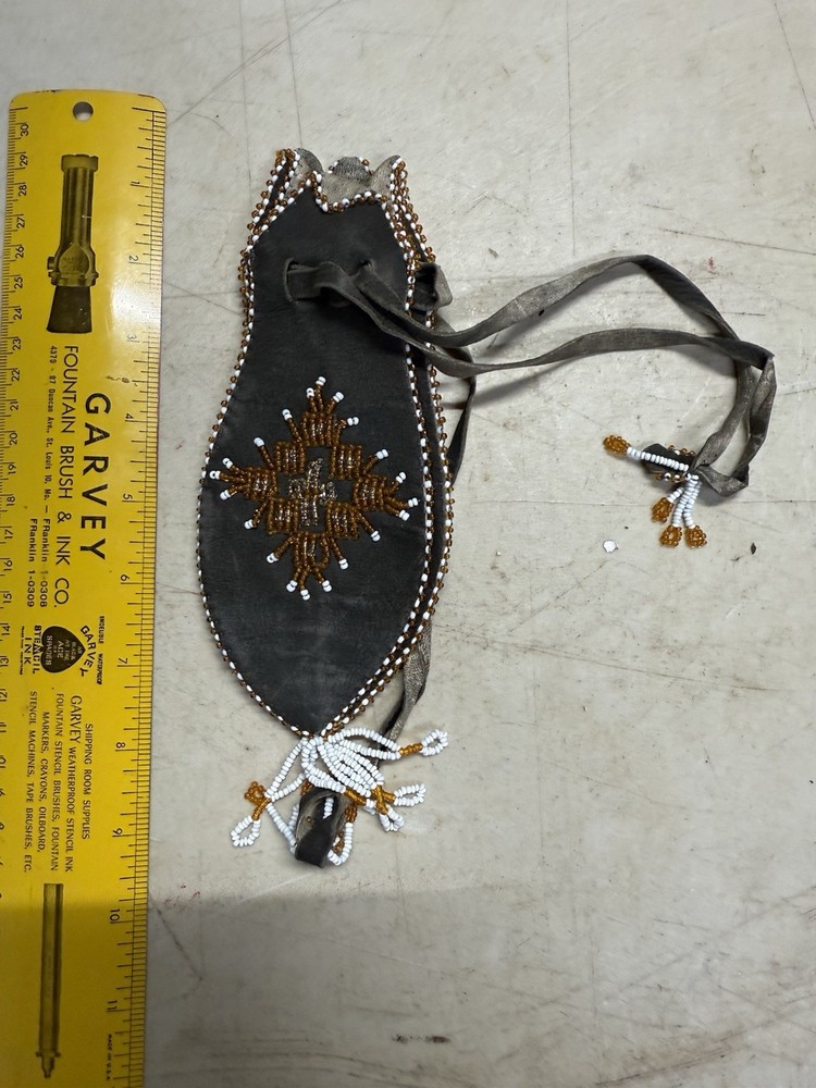 Black And Brown Suede Sequin Drawstring Bag/Purse