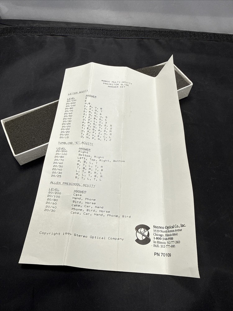 American Optical Project-O-Chart Visual Acuity Slide for Projector Letters